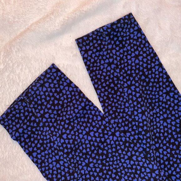 LC Lauren Conrad Black w/Blue Hearts Leggings Size Large - Picture 5 of 6